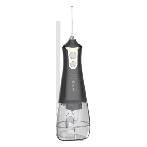 Irrigador de dentes preto e transparente
