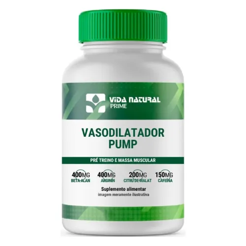 Pote pequeno de vasodilatador com rótulo branco e verde e tampa verde