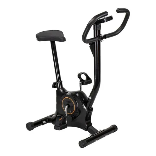 Bicicleta ergométrica para uso doméstico pequena e quadrada, toda preta
