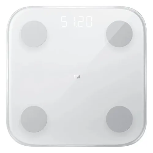 Balança inteligente de vidro branco brilhante com visor grande superior